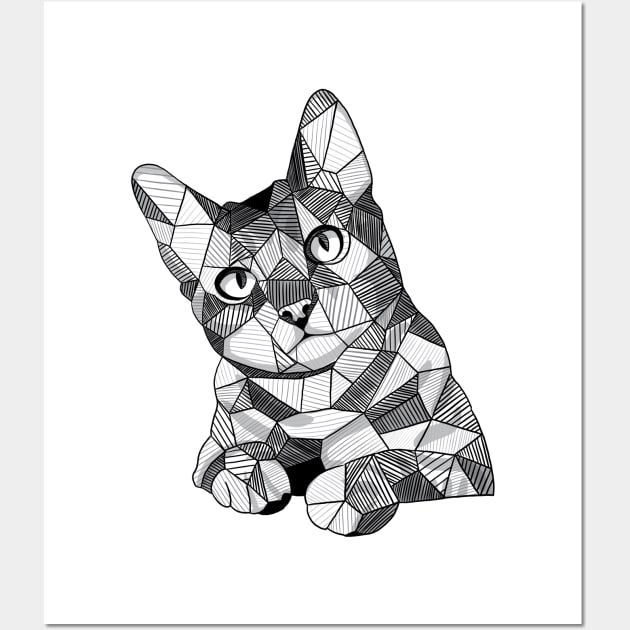 Geometric Sketchy Cat Cat Posters and Art Prints TeePublic